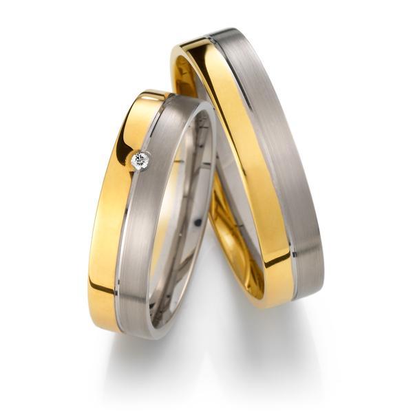 Weidner Trauringe Weiss-Gelbgold 62040 + 72040