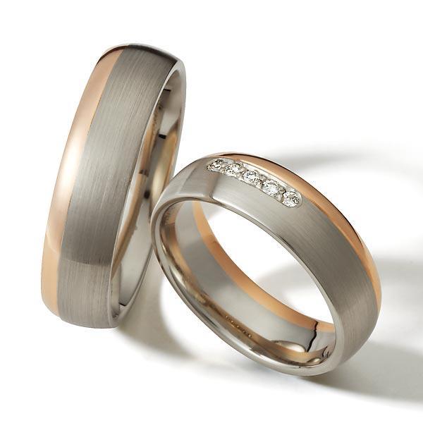 Weidner Trauringe Weiss-Rotgold 62065 + 72065