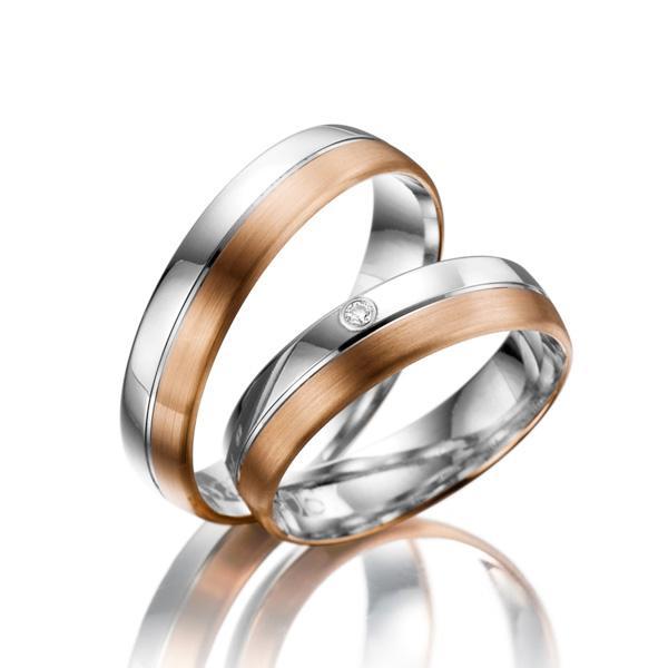 Weidner Trauringe Weiss-Rotgold 62086 + 72086