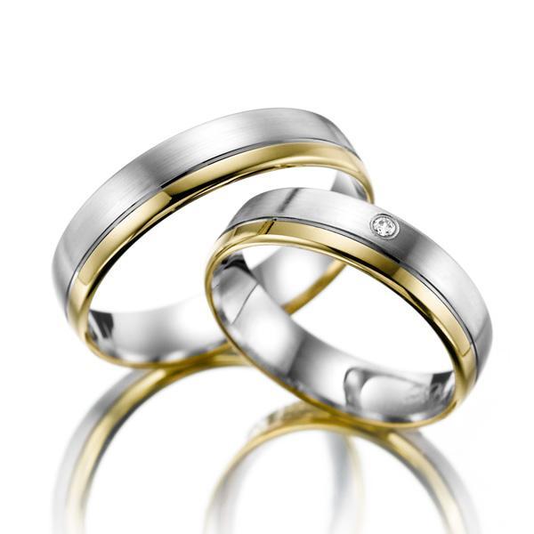 Weidner Trauringe Weiss-Gelbgold 62087 + 72087