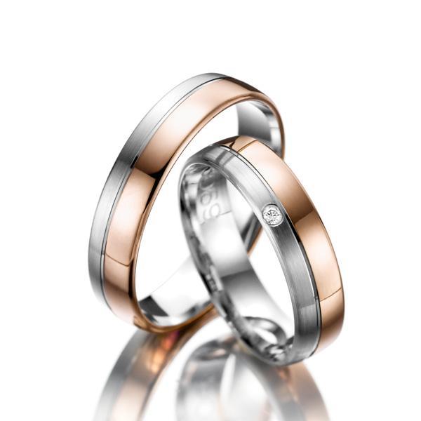 Weidner Trauringe Weiss-Rotgold 62088 + 72088