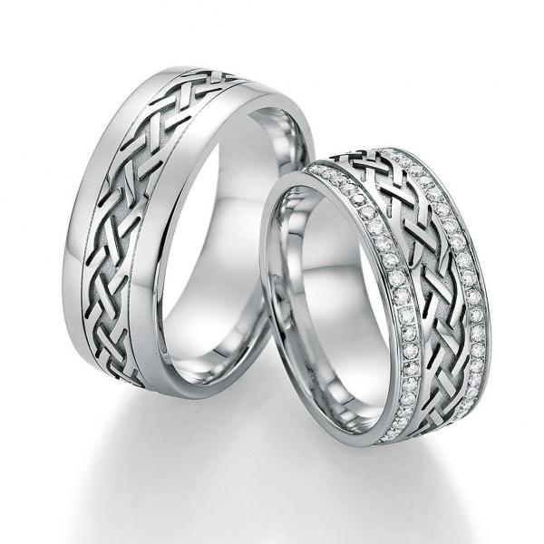 Nowotny-Collection Ruesch Trauringe Weissgold 02/50050-080 + 02/50060-080