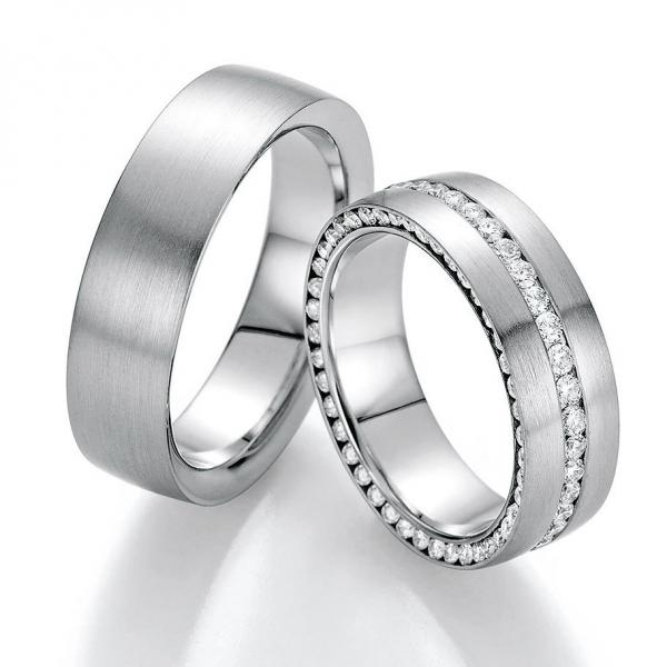 Nowotny-Collection Ruesch Trauringe Weissgold 02/50110-065 + 02/50120-065