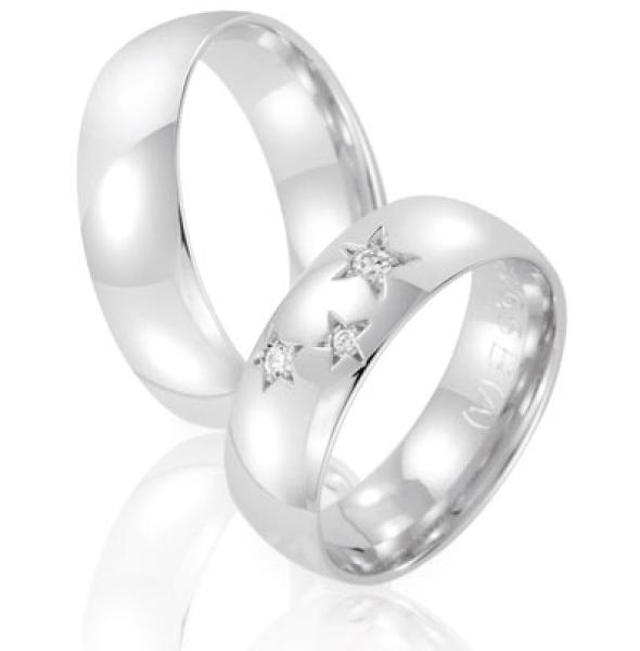 Steidinger Trauringe Weissgold 41468/6.5 + 41468/6.5 B