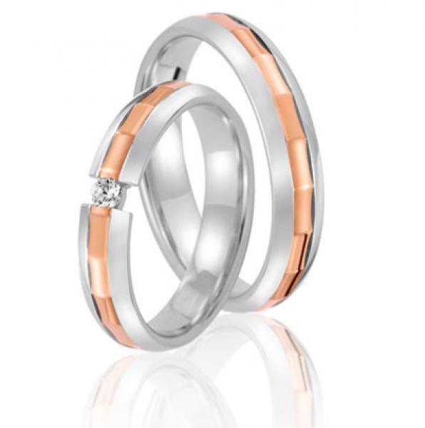 Steidinger Trauringe Weiss-Rotgold 41465/4.5 + 41465/4.5 B