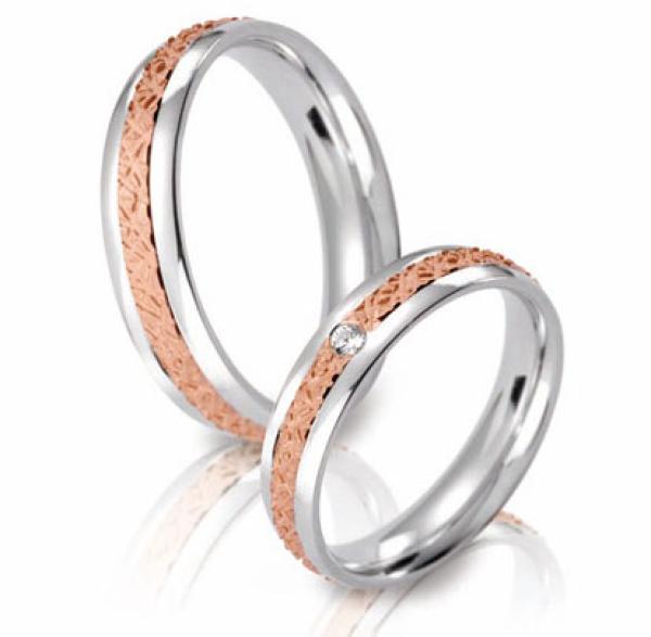 Steidinger Trauringe Weiss-Rotgold 41343/4.5 + 41343/4.5B