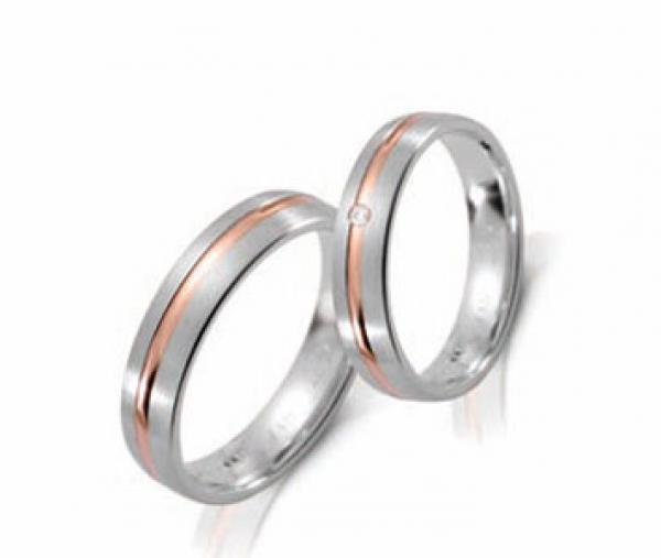 Steidinger Trauringe Weiss-Rotgold 41301/5 + 41301/5 B