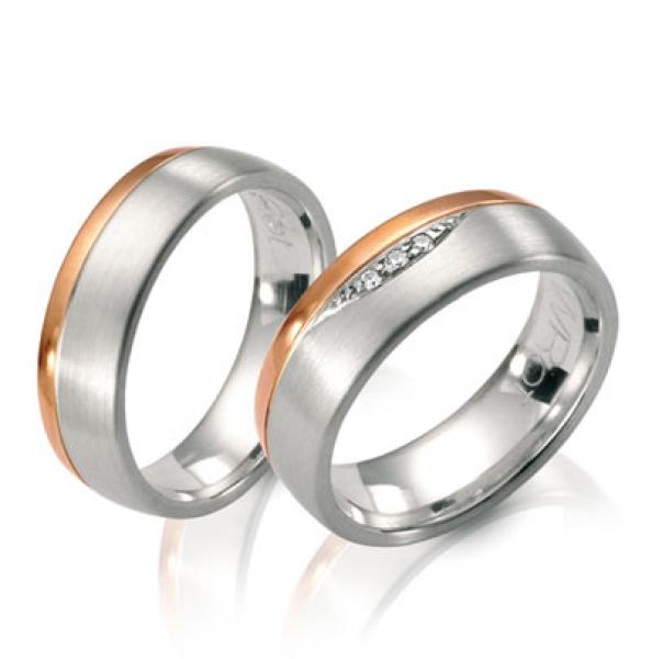 Steidinger Trauringe Weiss-Rotgold 41020/6,5 + 41020/6,5 B