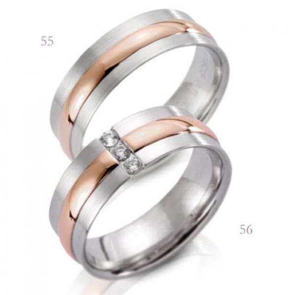 Steidinger Trauringe Weiss-Rotgold 41203/6.6 + 41203/6.6 B