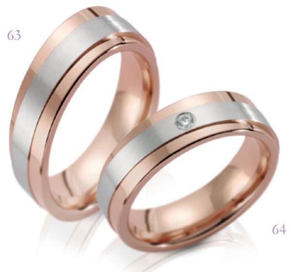 Steidinger Trauringe Weiss-Rotgold 41206/7 + 41206/7 B