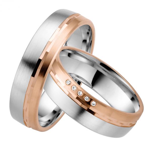 Rauschmayer Trauringe Weiss-Rotgold 11-50786 + 10-50786