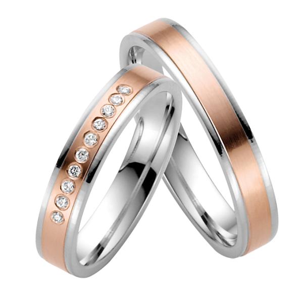 Rauschmayer Trauringe Weiss-Rotgold 11-50787 + 10-50787